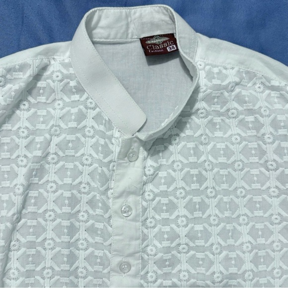 Boys 2 Piece Pakistani Shalwar Kameez White Cotton Kurta Fully Embroidered - Picture 3 of 10